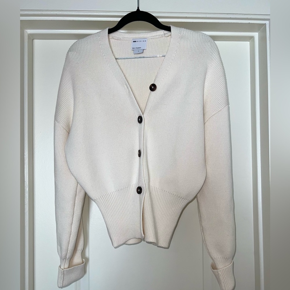 ✨ ASOS Design | Cream Chunky Knit V-Neck Button Cardigan | New Without Tags